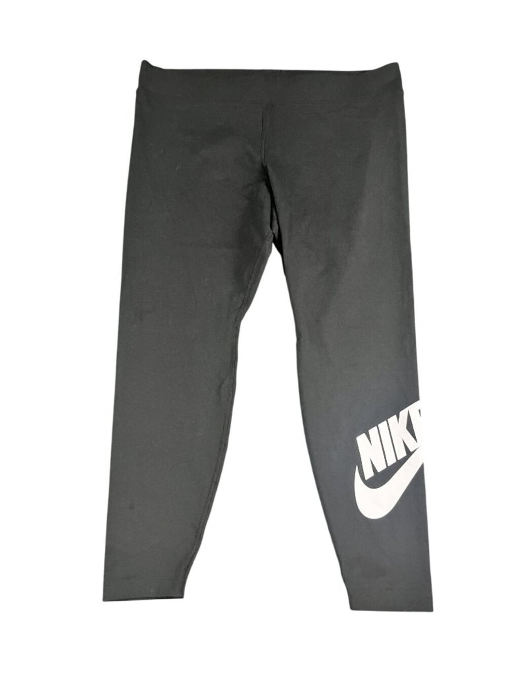 Nike Womens Black Logo Print At Hem Leggings Size 2XL